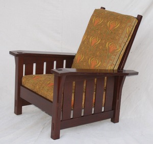 Gustav Stickley replica large slant arm Morris chair